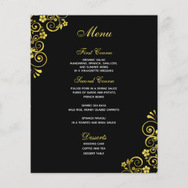 Elegante menú de Boda de Swirl Black Gold