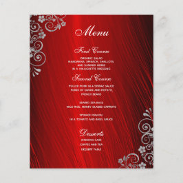 Elegante menú de Boda de Swirl Ruby Red Gray