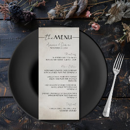Elegante menú de Boda de tipografía mínima