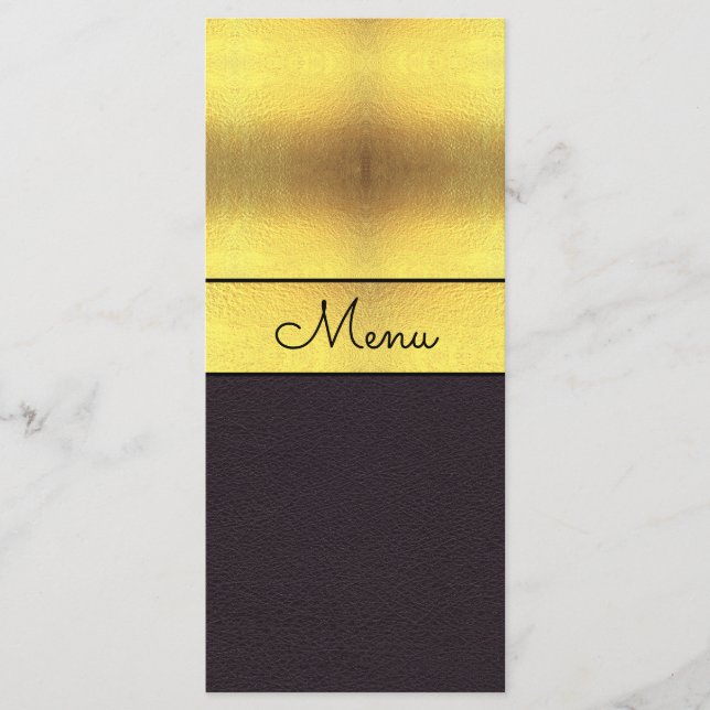 Elegante menú de Boda dorado y negro (Anverso)