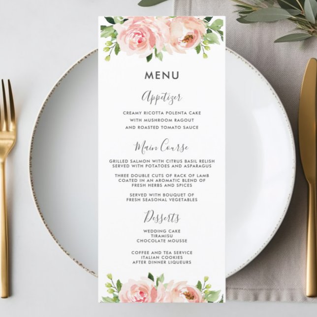 Elegante menú de Boda floral rosa Rubor (Subido por el creador)