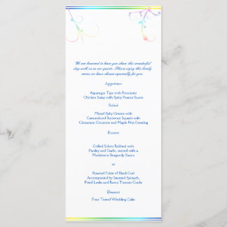 Elegante menú de Boda Gay con arcoiris floral