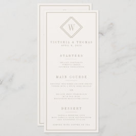 Elegante menú de Boda Minimalista beige de doble c