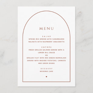 Elegante Menú de Boda Minimalista   Cena de Recepc