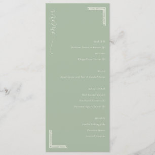 Elegante Menú de Boda Minimalista Verde Salvia Sof