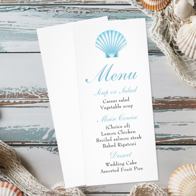 Elegante menú de Boda Nautical Seashell Beach (Subido por el creador)
