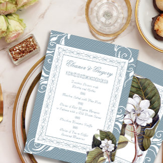 Elegante menú de boda personalizada Magnolia