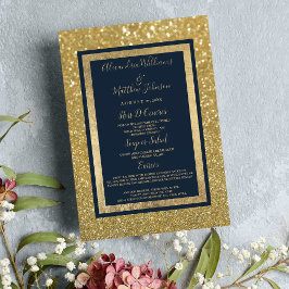 Elegante menú de Boda Purpurina Moda Navy Blue Gol