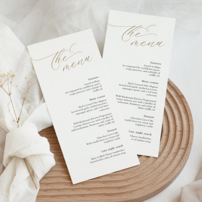Elegante menú de bodas con fuente caligráfica de o (Subido por el creador)