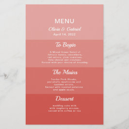 Elegante menú de bodas elegante y ruidoso