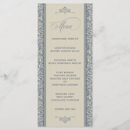 Elegante menú de bodas en azul y beige