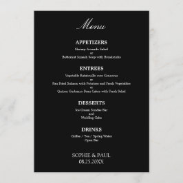 Elegante menú de bodas en blanco negro