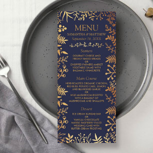 Elegante menú de Bodas florales de la Marina y el 