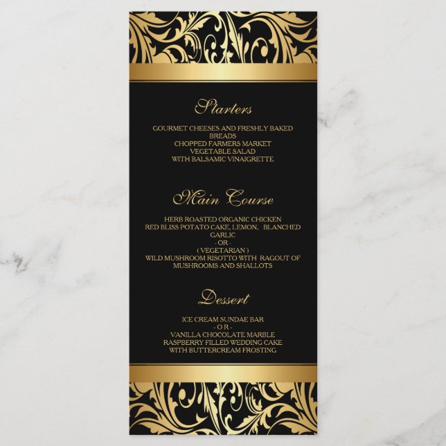 Elegante menú de bodas vintage (Anverso)