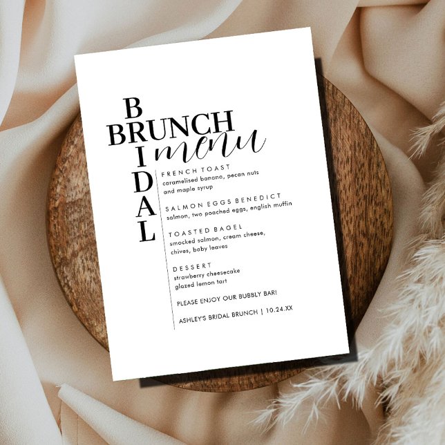 Elegante Menú de Brunch de novia con texto mínimo (Subido por el creador)