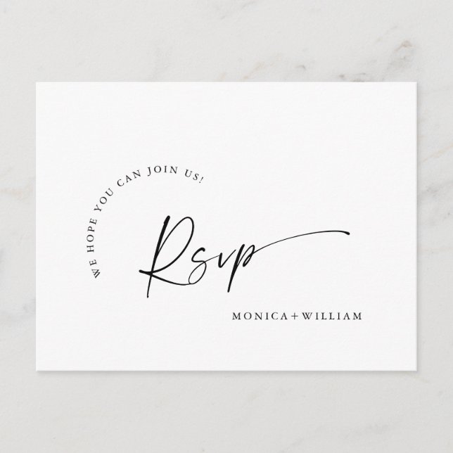 Elegante Menú de caligrafía Elección Boda RSVP (Anverso)
