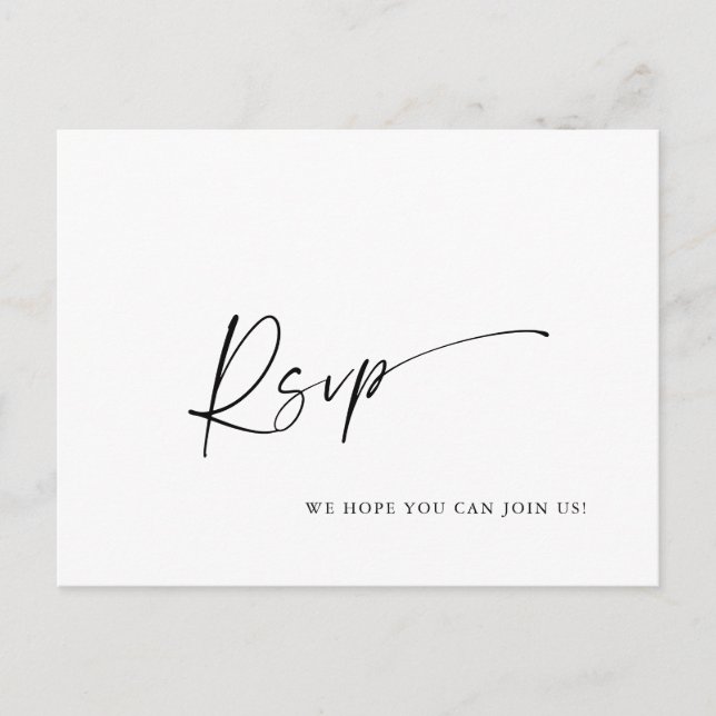 Elegante Menú de caligrafía Elección Boda RSVP (Anverso)