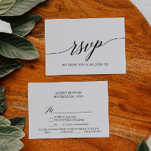 Elegante menú de caligrafía negra Tarjeta RSVP de 