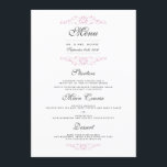 Elegante menú de cena Boda con sabor rosado<br><div class="desc">Elegante diseño rosa floreciente. Invitación coincidente,  tarjetas rsvp,  sellos postales y más en la tienda Little Bayleigh.</div>