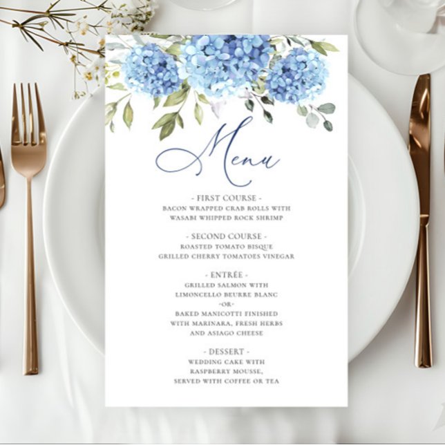 Elegante menú de cena Boda de Hydrangea Azul (Subido por el creador)