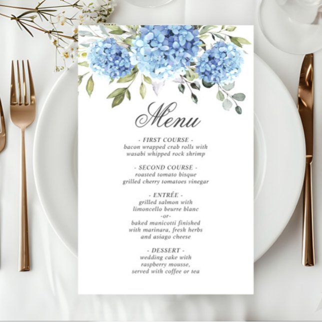 Elegante menú de cena Boda de Hydrangea Azul (Subido por el creador)