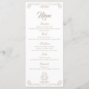 Elegante menú de cena de bodas - Rosa de arena Fil