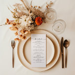Elegante Menú de cena de la recepción de la boda d<br><div class="desc">Este es un moderno y elegante menú nupcial con un diseño minimalista y un tipo de letra único. Todos los colores son editables. // Para encontrar diseños coincidentes, busque "ALICE" en la tienda Sincerely By Nicole Zazzle. * Si te gusta este diseño pero no lo ves disponible para algo que...</div>