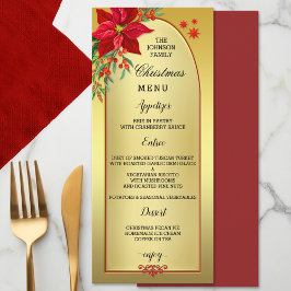 Elegante menú de cena de Navidades de oro de Poins