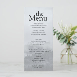 Elegante menú de cena forestal minimalista