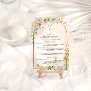 Elegante menú de ducha de novia con rosas rosas ro