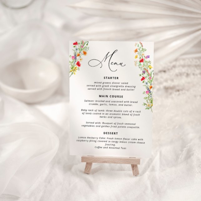 Elegante menú de flores silvestres para novias (Subido por el creador)