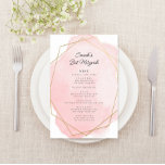 Elegante menú de papel Fiesta Bat Rosa Mitzvah<br><div class="desc">Este diseño moderno presenta el texto personalizado sobre una salpicadura de acuarela delineada en un marco geométrico dorado. Utilice el formulario de plantilla para agregar el texto. Los menús de edición avanzados,  a los que se accede mediante la Herramienta de diseño,  le permitirán cambiar las fuentes y el diseño.</div>