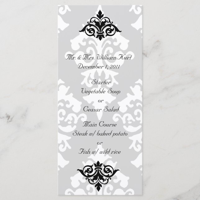 Elegante menú de recepción Damask (Anverso)