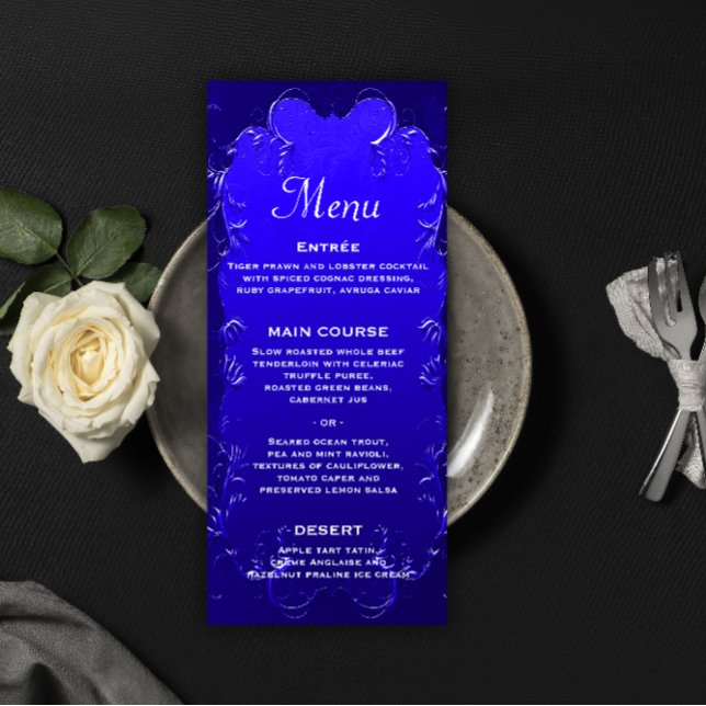 Elegante menú de recepción de la Boda Azul Real (Subido por el creador)