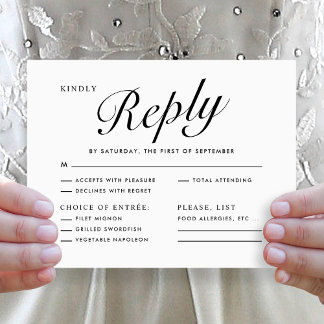 Elegante menú de respuesta RSVP con letra moderna