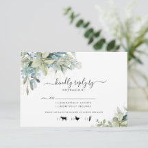Elegante menú del Boda Eucalyptus Greenery RSVP