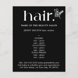 Elegante menú del pelo de tijeras doradas blancas 