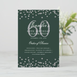 Elegante menú del programa 60th Birthday Green