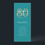 Elegante menú del programa 80th Birthday de oro tu<br><div class="desc">Elegante diseño de "Programa de fiesta de cumpleaños" con una sofisticada tipografía de escritura con texto personalizado.</div>