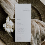 Elegante menú Dusty Blue Place Minimalista<br><div class="desc">Elegante carta minimalista y boda de huéspedes. Características,  moderna tipografía azul polvorienta y respaldo de color sólido.</div>