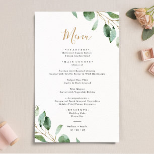 Elegante menú Eucalyptus Greenery Menú simple Boda