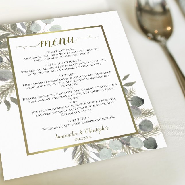 Elegante menú Eucalyptus y Boda Presupuestario Pin (Subido por el creador)