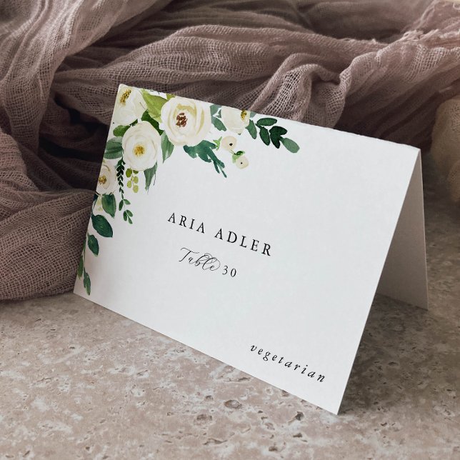 Elegante Menú Floral Blanco Opción de Tarjetas Lug (Subido por el creador)