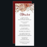 Elegante menú floral borgoñona otoñal Boda plano<br><div class="desc">Una magnífica carta de boda de Borgoña del otoño. Personalízalo con tu menú boda,  nombres y fecha. Diseñado para ti por Blackberry Boulevard.</div>