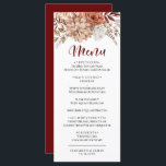 Elegante menú floral borgoñona otoñal Boda plano<br><div class="desc">Una magnífica carta de boda de Borgoña del otoño. Personalízalo con tu menú boda,  nombres y fecha. Diseñado para ti por Blackberry Boulevard.</div>