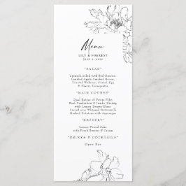 Elegante menú floral con lápiz de mano