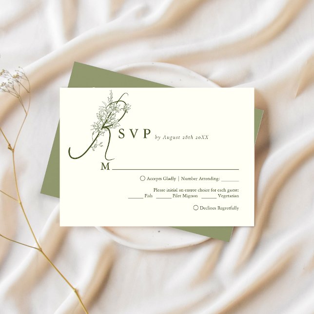 Elegante Menú Floral De Marfil Moss Elección Boda  (Subido por el creador)
