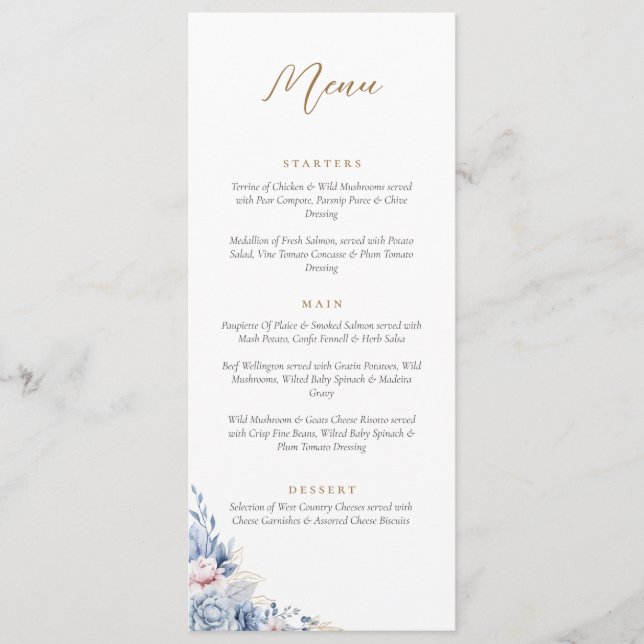 Elegante menú floral Quinceanera Gold Tiara (Anverso)