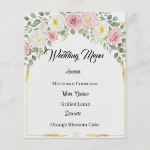 Elegante menú marroquí con Boda floral dorado