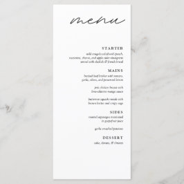 Elegante menú Minimalista de Boda de 4 platos